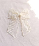Rora バレッタ キッズ 通販 ミルフルル 髪飾り ヘアクリップ 髪留め リボン 大きめ レース 刺繍 ホワイト 女の子 子供 子ども こども フォーマル ナチュラル カジュアル 卒園式 入学式