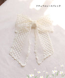 Rora バレッタ キッズ 通販 ミルフルル 髪飾り ヘアクリップ 髪留め リボン 大きめ レース 刺繍 ホワイト 女の子 子供 子ども こども フォーマル ナチュラル カジュアル 卒園式 入学式