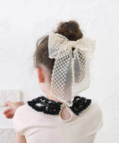 Rora バレッタ キッズ 通販 ミルフルル 髪飾り ヘアクリップ 髪留め リボン 大きめ レース 刺繍 ホワイト 女の子 子供 子ども こども フォーマル ナチュラル カジュアル 卒園式 入学式