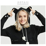 パーカー レディース おしゃれ 通販 にゃんこ ポケット トレーナー カブリ プルオーバー トップス フリース にゃんパーカー 猫耳 フード 森ガール 猫 小動物 ねこ ネコ アニマル