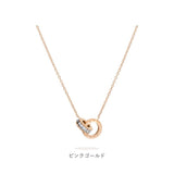 ダブルリングネックレス 通販 ネックレス ペンダント ローマ数字 ダブルリング あずきチェーン アクセサリー レディース ステンレス つけっぱなし 誕生日 記念日 ギフト 贈り物 上品 大人