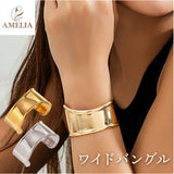 amelia アメリア バングル ブレスレット レディース 通販 ワイドバングル カーブワイドバングル 腕輪 ワイド 太め シンプル ウェーブ ジュエリー アクセサリー 普段使い 大人 きれいめ