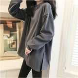 tシャツ 長袖 レディース クルーネック 通販 シャツ Tシャツ ロンT ロングTシャツ トップス カットソー 無地 シンプル おしゃれ かわいい ゆったり 長め サイドスリット 通勤 通学