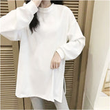 tシャツ 長袖 レディース クルーネック 通販 シャツ Tシャツ ロンT ロングTシャツ トップス カットソー 無地 シンプル おしゃれ かわいい ゆったり 長め サイドスリット 通勤 通学