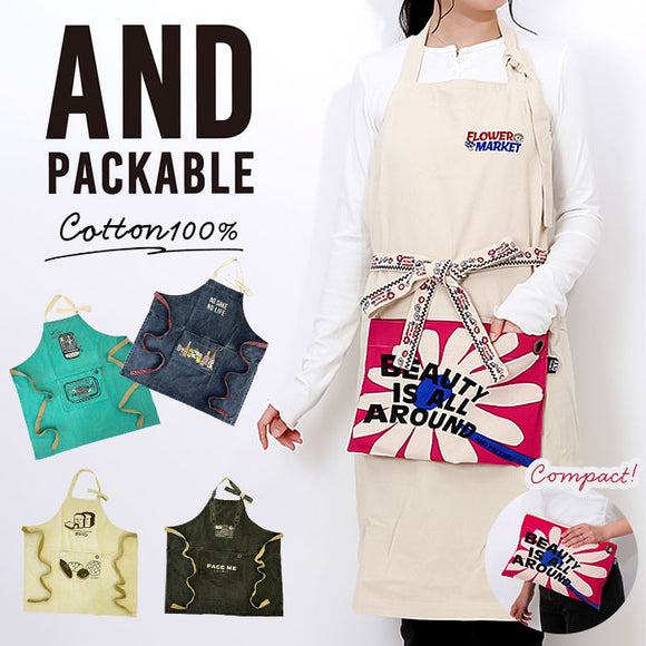 アンドパッカブル エプロン 通販 andpackable 前掛け ワークエプロン おしゃれ かわいい 男女兼用 カフェエプロン ナチュラル ポケット メンズ レディース 油跳ね防止 料理 家事