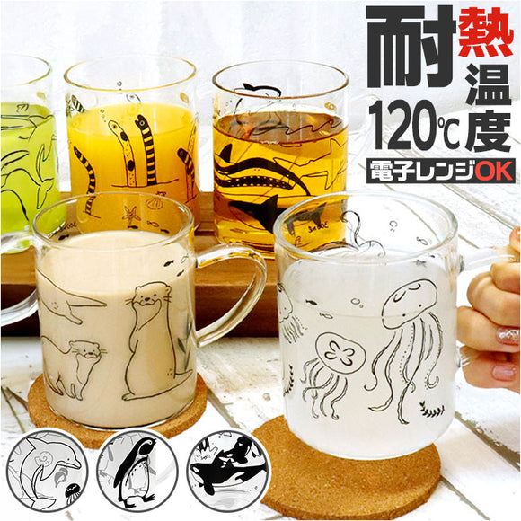 マグカップ 耐熱ガラス 通販 耐熱マグカップ ガラス製 耐熱 ガラス マグ カップ 透明 軽量 軽い おしゃれ かわいい 可愛い 電子レンジ対応 330ml アニマルグラスコレクション
