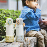 ベビー 保冷 ストローマグ 400ml 通販 ストローボトル 子供用水筒 ステンレスボトル 水筒 ワンタッチ ベルト付き ショルダーベルト カバー付き 飲みやすい 持ちやすい 食洗器