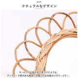 アラログ 壁掛け ミラー 通販 THE AROROG. フラワーミラー ウォールミラー 鏡 玄関 リビング ナチュラル かわいい 籐製 ラタンミラー 木製 ウッド アジアン雑貨 おしゃれ creer クレエ