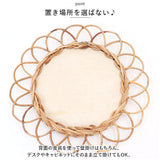 アラログ 壁掛け ミラー 通販 THE AROROG. フラワーミラー ウォールミラー 鏡 玄関 リビング ナチュラル かわいい 籐製 ラタンミラー 木製 ウッド アジアン雑貨 おしゃれ creer クレエ