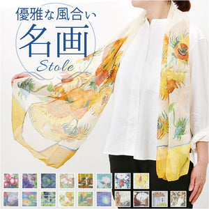 ストール レディース 通販 名画ストール スカーフ 名画スカーフ おしゃれ 冷房対策 ショール 優雅 上品 軽量 軽い エアコン対策 肩掛け オールシーズン 春 夏 秋 冬