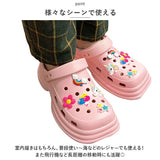 厚底サンダル アクセサー付き 通販 サンダル シャワーサンダル 厚底 アクセサー かわいい サボサンダル クロックサンダル 脱ぎ履きしやすい お出掛け レジャー 海 カジュアル レディース