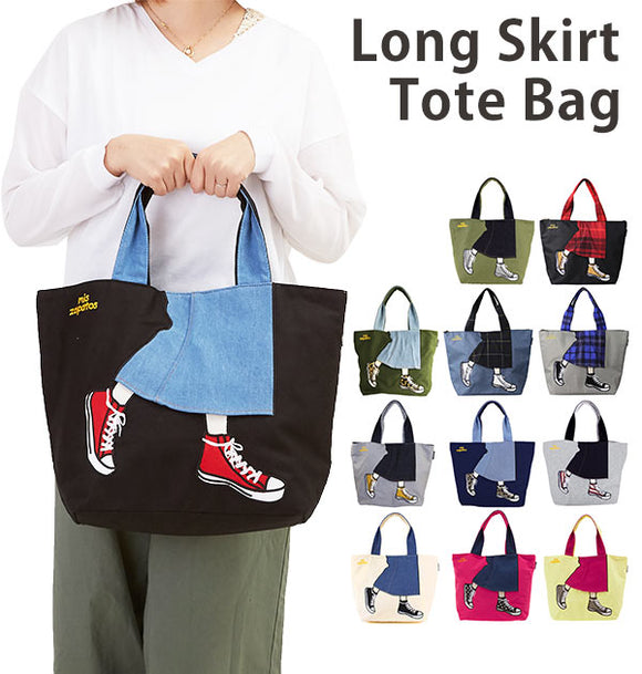トートバッグ A4 mis zapatos ミスサパト  通販 トート バッグ キャンバス デニム レディース おしゃれ かわいい ロングスカート柄 足トート 靴トート 通勤 通学 サブバッグ 布