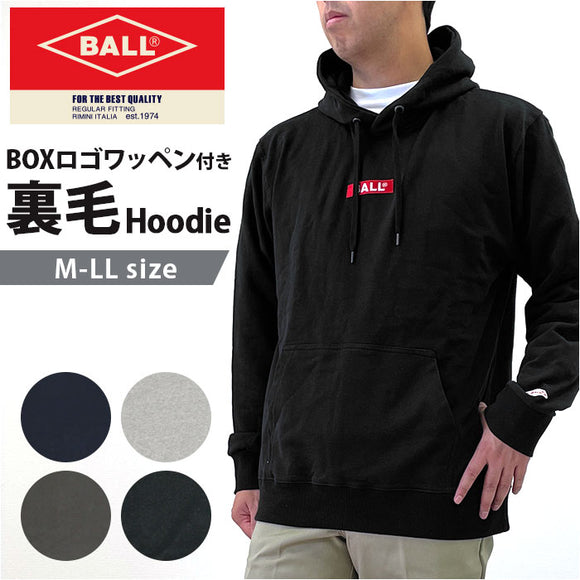 BALL パーカー 60506 ボール 通販 メンズ ブランド 裏起毛 OE起毛 秋冬 秋 冬 プルオーバー カンガルーポケット あったか 暖かい 部屋着 ルームウェア アウトドア ロゴ ワッペン おしゃれ