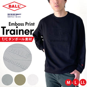BALL トレーナー 62590 ボール 通販 メンズ ブランド エンボスプリント 秋冬 秋 冬 あったか 暖かい 部屋着 ルームウェア アウトドア ロゴ ワッペン 袖口 刺繍 おしゃれ シンプル