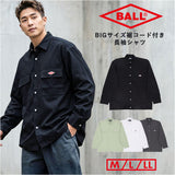 BALL シャツ ボール 65750 通販 長袖シャツ ビッグサイズ オーバーサイズ カジュアルシャツ ジャンパー メンズ ブランド 無地 ワンポイント 秋冬 秋 冬 暖かい おしゃれ ゆったり