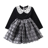 ワンピース キッズ 長袖 通販 秋冬 きれいめ aライン ブラック グレー 女の子 おしゃれ シンプル かわいい 100 110 120 130 140 cm キッズ 発表会 入学式 結婚式 子ども服 子供服