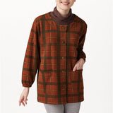 割烹着 暖かい 裏起毛 通販 かっぽう着 スモック 前開き 大人 エプロン レディース 長袖 袖付き あったか 秋 冬 秋冬 防寒 冬用 セルヴァン お尻 隠れる 保育士 大きいサイズ ゆったり