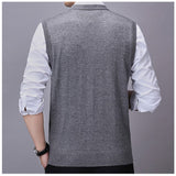 ニットベスト 前開 メンズ 通販 チョッキ ジレ トップス ボタン ウール 防寒 保温 Vネック 春 秋 冬 ポケット付き シンプル 無地 通勤 通学 制服 学生 ビジネス フォーマル カジュアル