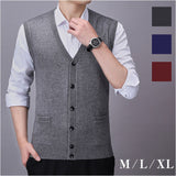 ニットベスト 前開 メンズ 通販 チョッキ ジレ トップス ボタン ウール 防寒 保温 Vネック 春 秋 冬 ポケット付き シンプル 無地 通勤 通学 制服 学生 ビジネス フォーマル カジュアル
