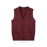 ニットベスト 前開 メンズ 通販 チョッキ ジレ トップス 防寒 保温 Vネック ボタン ウール 春 秋 冬 ポケット付き シンプル 通勤 通学 制服 学生 ビジネス フォーマル カジュアル 重ね着