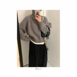 セーター ハーフジップ レディース 通販 スタンドカラー プルオーバー ジップアップ 長袖 厚手 厚め ゆったり 体型カバー ラグランスリーブ 秋 冬 冬物 秋物 シンプル カジュアル 無地