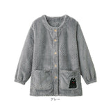 割烹着 ふわふわ レディース 通販 おしゃれ かわいい 前開き かっぽう着 エプロン ルームウェア 保育士 長袖 ロング丈 あったか 部屋着 暖かい 秋冬 猫 ねこ ネコ かっぽうぎ ゆったり