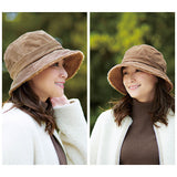 帽子 レディース 冬 ハット 通販 バケットハット コーデユロイ 防寒 寒さ対策 暖かい 折りたためる コンパクト カジュアル 冬物 おしゃれ お洒落 かわいい 可愛い シンプル 紫外線対策
