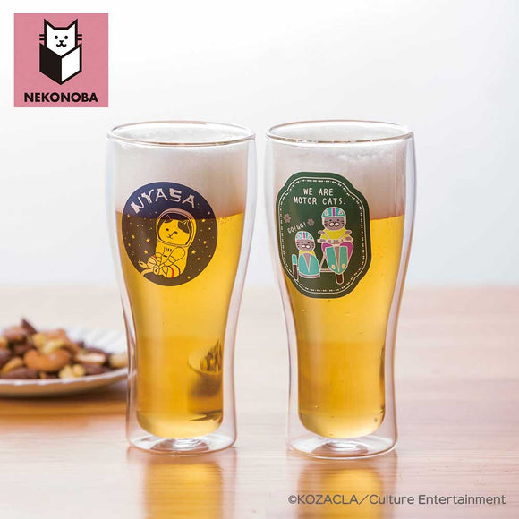 NEKONOBA グッズ 通販 ネコノバ ダブルウォール ビアグラス ビールグラス ビール グラス 結露しない 食洗機不可 電子レンジ不可 猫 ねこ ネコ 猫グッズ かわいい おしゃれ 300ml