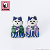 NEKONOBA グッズ 通販 ネコノバ 猫 刺繍 ブローチ 刺繍ブローチ 刺繍バッジ バッジ バッチ 手縫い ハンドメイド 2個セット ねこ ネコ 猫グッズ ねこ茶商 かわいい おしゃれ 可愛い