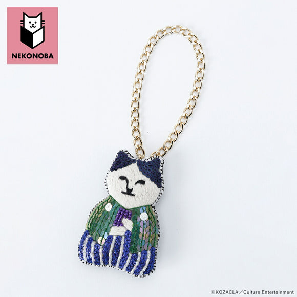 NEKONOBA グッズ 通販 ネコノバ バッグチャーム 猫 バッグ チャーム バックチャーム 刺繍 手縫い ハンドメイド キラキラ ゴールドチェーン ねこ ネコ 猫グッズ ねこ茶商 かわいい