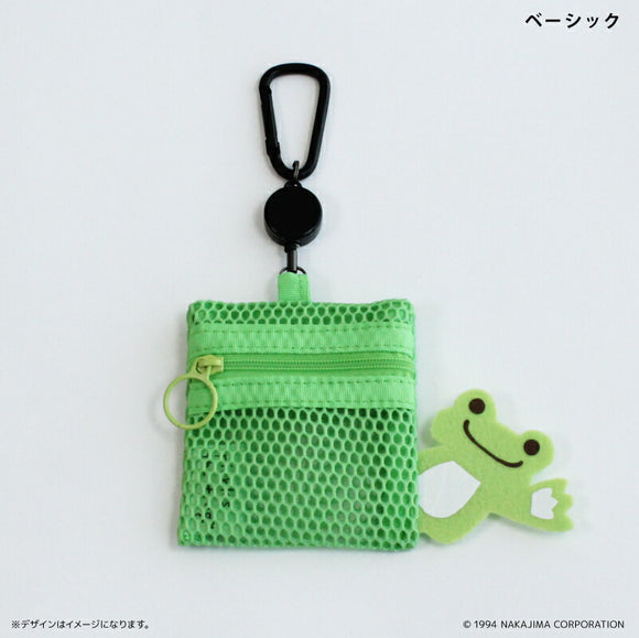かえるのピクルス グッズ 通販 pickles the frog メッシュポーチ リール付き ポーチ 小さめ ミニポーチ メッシュ 小物入れ 化粧ポーチ カラビナ付き かわいい キャラクター カエルグッズ