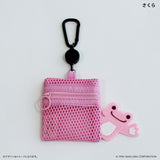 かえるのピクルス グッズ 通販 pickles the frog メッシュポーチ リール付き ポーチ 小さめ ミニポーチ メッシュ 小物入れ 化粧ポーチ カラビナ付き かわいい キャラクター カエルグッズ