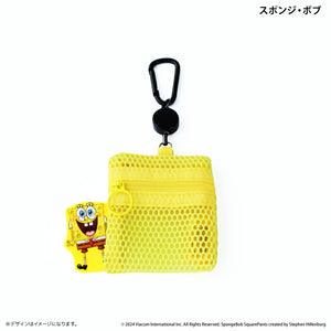 スポンジボブ グッズ 通販 スポンジ・ボブ メッシュポーチ リール付き ポーチ 小さめ ミニポーチ メッシュ 小物入れ のびるリール 化粧ポーチ カラビナ付き SpongeBob アニメ コミック
