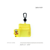 スポンジボブ グッズ 通販 スポンジ・ボブ メッシュポーチ リール付き ポーチ 小さめ ミニポーチ メッシュ 小物入れ のびるリール 化粧ポーチ カラビナ付き SpongeBob アニメ コミック