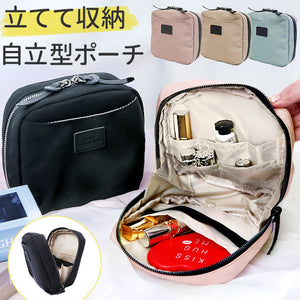 ポーチ 小物入れ 通販 化粧ポーチ メイクポーチ コスメポーチ おしゃれ 化粧品ポーチ 自立 はっ水 撥水 化粧品 収納 レディース メンズ スクエア ナイロン 旅行 持ち運び 大きめ 大容量