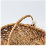 ラタン バスケット L 通販 かご カゴ アラログ ハンドル 編み ピクニック 小物入れ 収納 藤 天然素材 Lサイズ ハンドルバスケット 籠 果物かご フルーツバスケット オーバル型 Creer