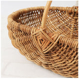 ラタン バスケット L 通販 かご カゴ アラログ ハンドル 編み ピクニック 小物入れ 収納 藤 天然素材 Lサイズ ハンドルバスケット 籠 果物かご フルーツバスケット オーバル型 Creer