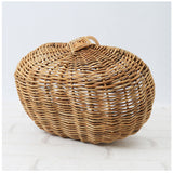 ラタン バスケット L 通販 かご カゴ アラログ ハンドル 編み ピクニック 小物入れ 収納 藤 天然素材 Lサイズ ハンドルバスケット 籠 果物かご フルーツバスケット オーバル型 Creer