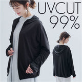 涼しい uv カット パーカー 通販 体型カバー涼やかUVパーカー レディース アウター トップス 羽織 薄手 接触冷感 ブラック 黒 体型カバー コンパクト 持ち運び 紫外線対策 ウォーキング