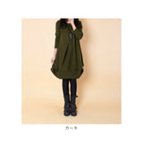 ワンピース レディース きれいめ 長袖 通販 秋 冬 おしゃれ お洒落 ゆったり かわいい 可愛い カジュアル 体型カバー 厚手 チュニック 膝丈 ガーリー Aライン 大人 シンプル 通勤 OL