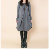 ワンピース レディース きれいめ 長袖 通販 秋 冬 おしゃれ お洒落 ゆったり かわいい 可愛い カジュアル 体型カバー 厚手 チュニック 膝丈 ガーリー Aライン 大人 シンプル 通勤 OL