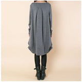 ワンピース レディース きれいめ 長袖 通販 秋 冬 おしゃれ お洒落 ゆったり かわいい 可愛い カジュアル 体型カバー 厚手 チュニック 膝丈 ガーリー Aライン 大人 シンプル 通勤 OL