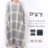 DGY ディージーワイ チェックワンピース レディース 通販 ワンピース チェックワンピ ワンピ ロングワンピース ロングワンピ vネックワンピース ロング 長袖 チェック柄 Vネック vネック