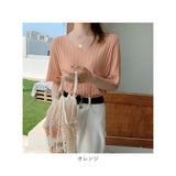レディース サマーニット 通販 ニット 半袖ニット vネック tシャツ カットソー トップス 半袖 春 夏 秋 ゆったり おしゃれ 無地 きれいめ オフィス 通勤 大人 20代 30代 40代 50代