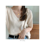 レディース サマーニット 通販 ニット 半袖ニット vネック tシャツ カットソー トップス 半袖 春 夏 秋 ゆったり おしゃれ 無地 きれいめ オフィス 通勤 大人 20代 30代 40代 50代