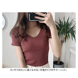 レディース サマーニット 通販 ニット 半袖ニット vネック tシャツ カットソー トップス 半袖 春 夏 秋 スリム おしゃれ 無地 きれいめ オフィス 通勤 大人 20代 30代 40代 50代