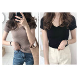 レディース サマーニット 通販 ニット 半袖ニット vネック tシャツ カットソー トップス 半袖 春 夏 秋 スリム おしゃれ 無地 きれいめ オフィス 通勤 大人 20代 30代 40代 50代