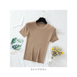 ニット 半袖 通勤 ラウンドネック 通販 Tシャツ セーター タイト スリム フィット プルオーバー 春 夏 薄手 上品 無地 シンプル きれいめ 着回し トップス おしゃれ