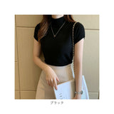 レディース サマーニット 通販 ニット 半袖ニット タートルネック tシャツ ハイネック カットソー トップス 半袖 春 夏 秋 おしゃれ 無地 きれいめ オフィス 通勤 大人 20代 30代 40代