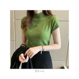 レディース サマーニット 通販 ニット 半袖ニット タートルネック tシャツ ハイネック カットソー トップス 半袖 春 夏 秋 おしゃれ 無地 きれいめ オフィス 通勤 大人 20代 30代 40代